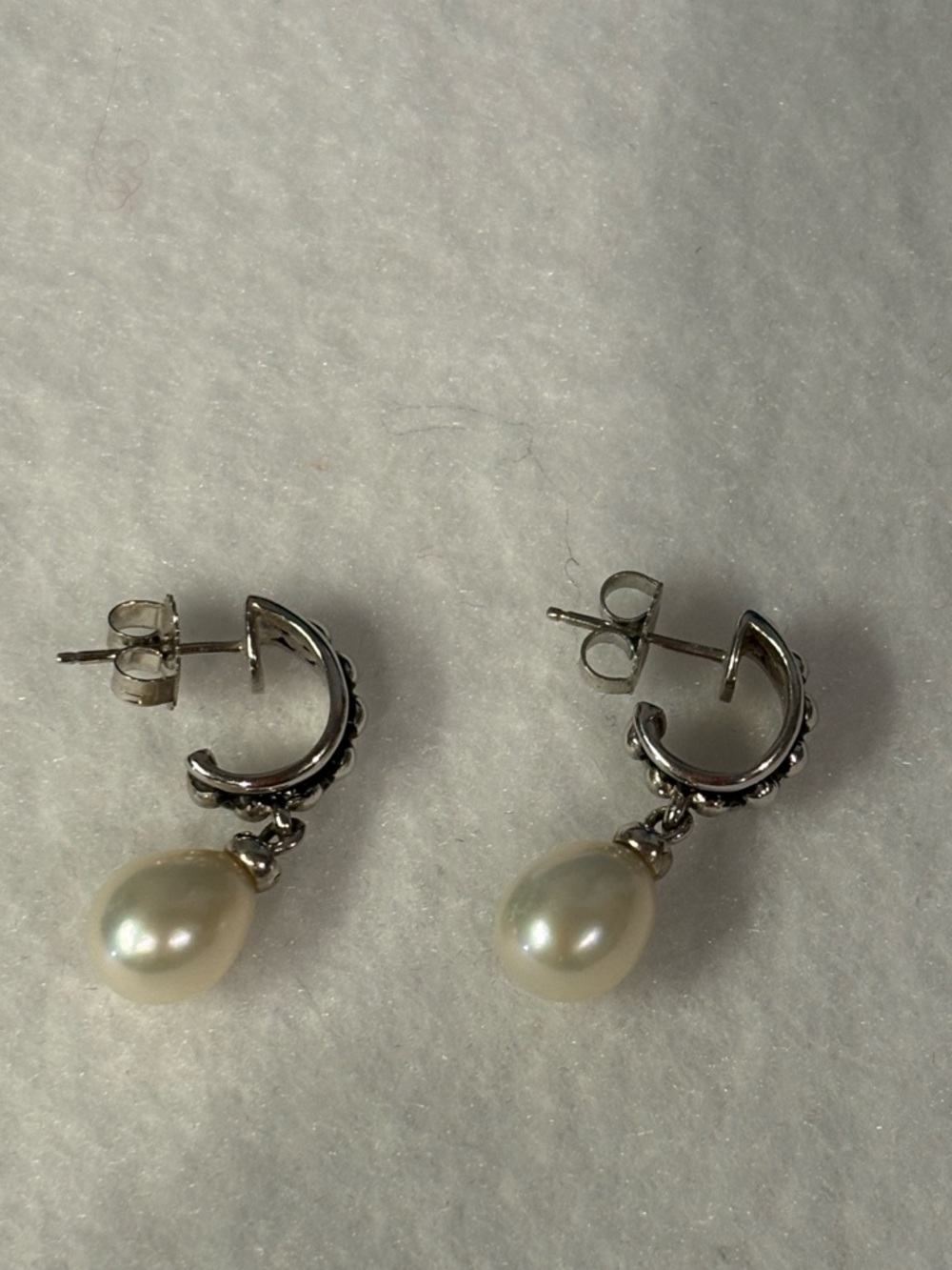 Honora Silver Hoop Earrings with White Pearl Drops